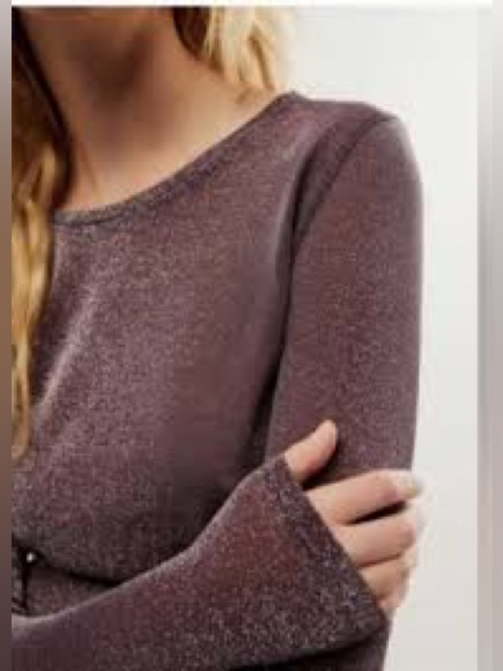 Free People | NWT Mauve Sparkle Knit Sheer Layering Top